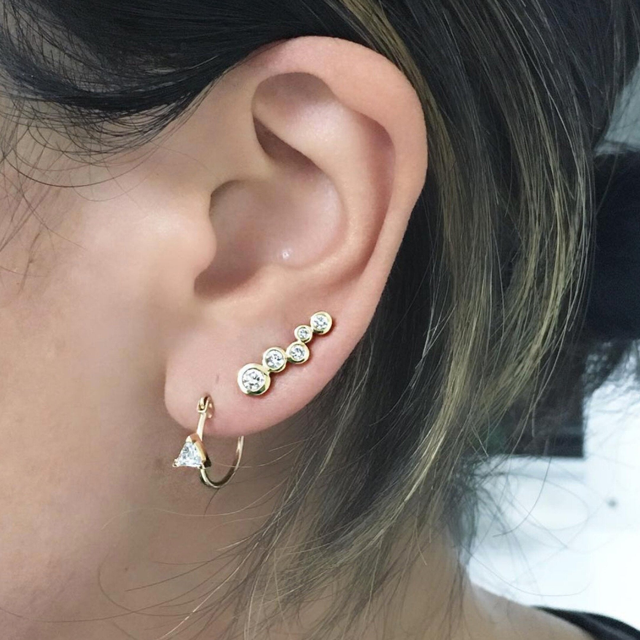 Trillion Diamond Hoop Earrings