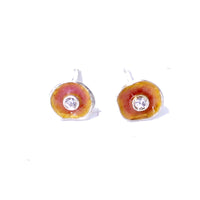 Peach Enamel & Diamond Earrings