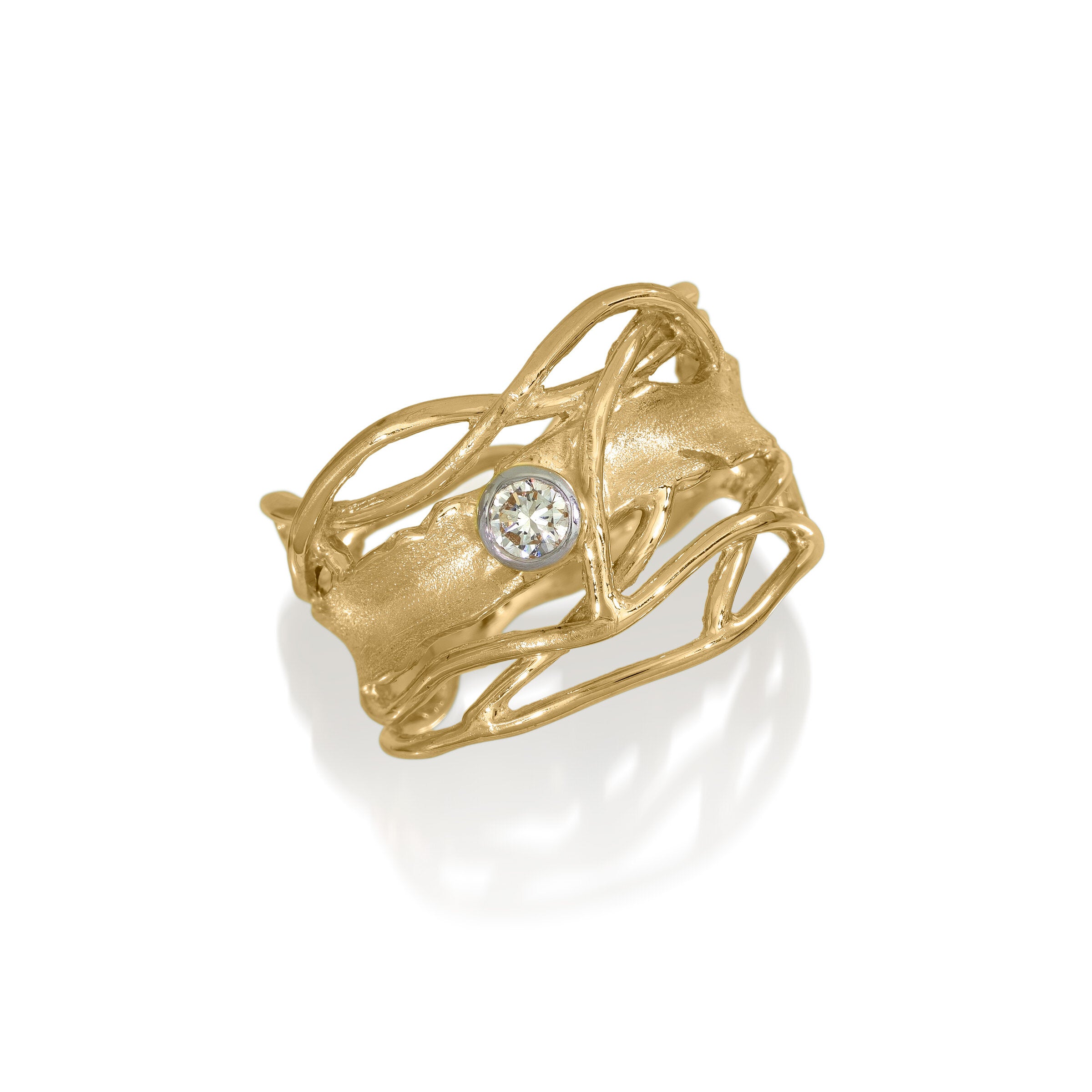 Gold & White Diamond Edge Ring