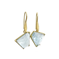 Asymmetrical Rose Cut Aquamarine Frame Earrings