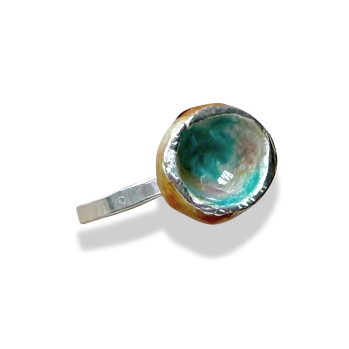 Enameled Anemone Ring