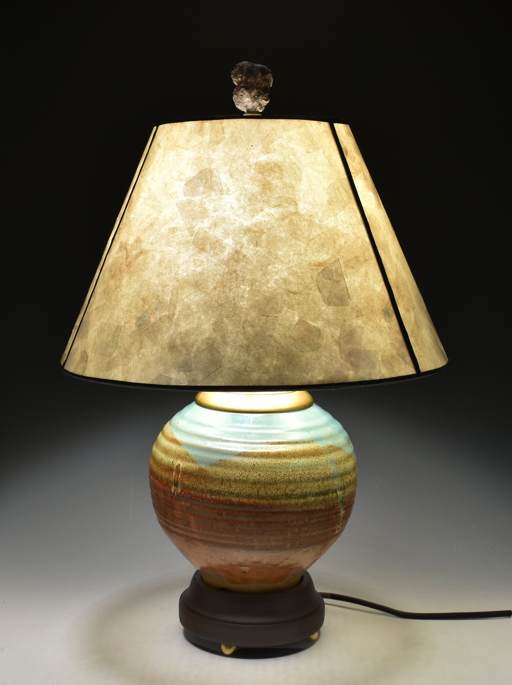 Stoneware Table Lamp with Mica Shade