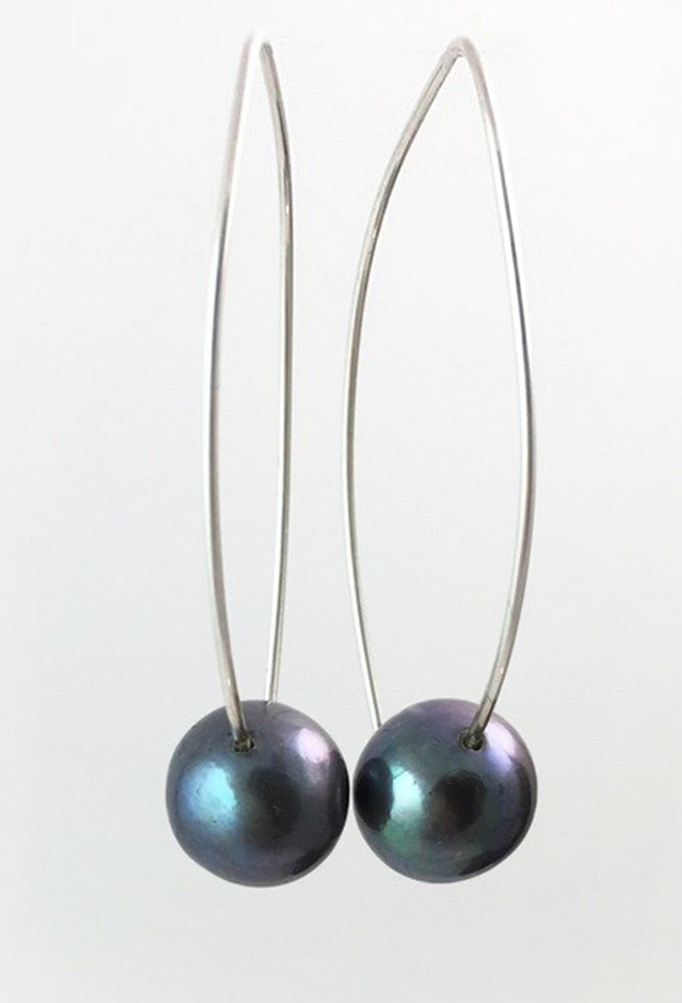 Black Pearl Hoop Earrings