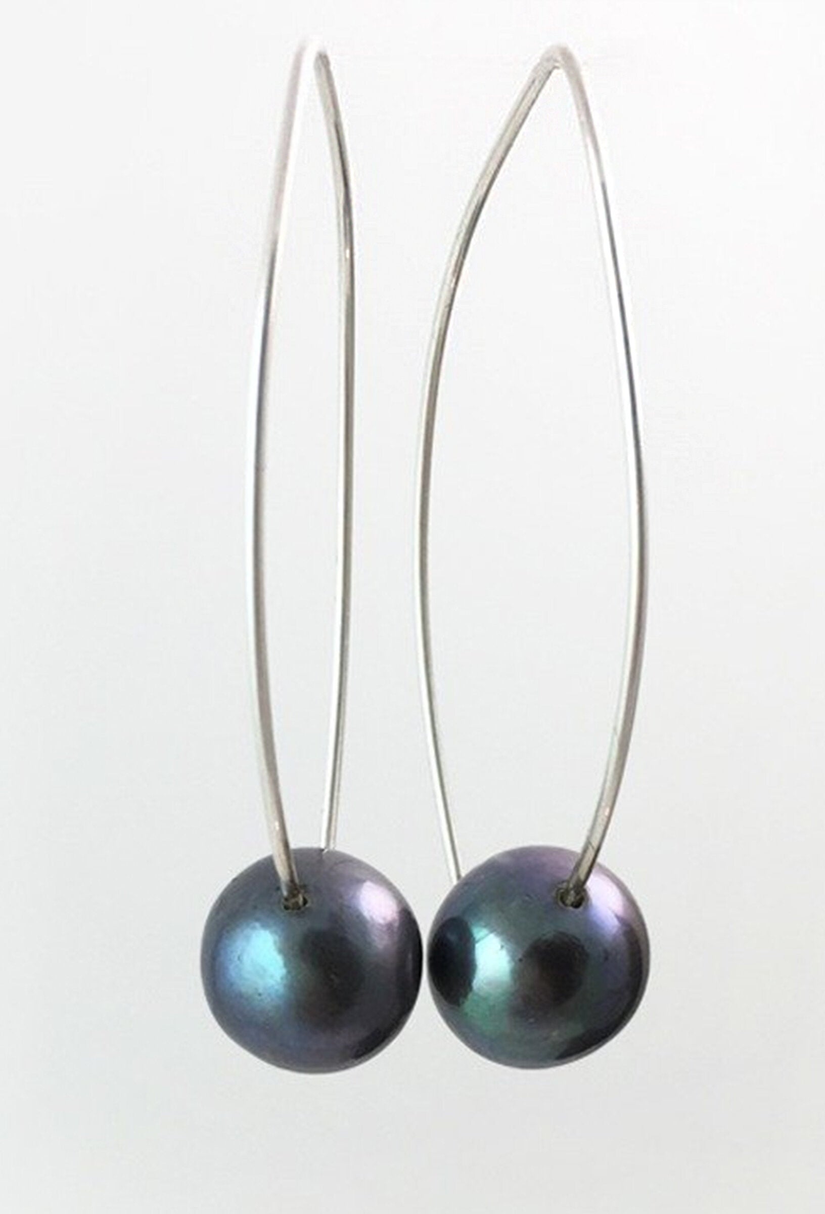 Black Pearl Hoop Earrings