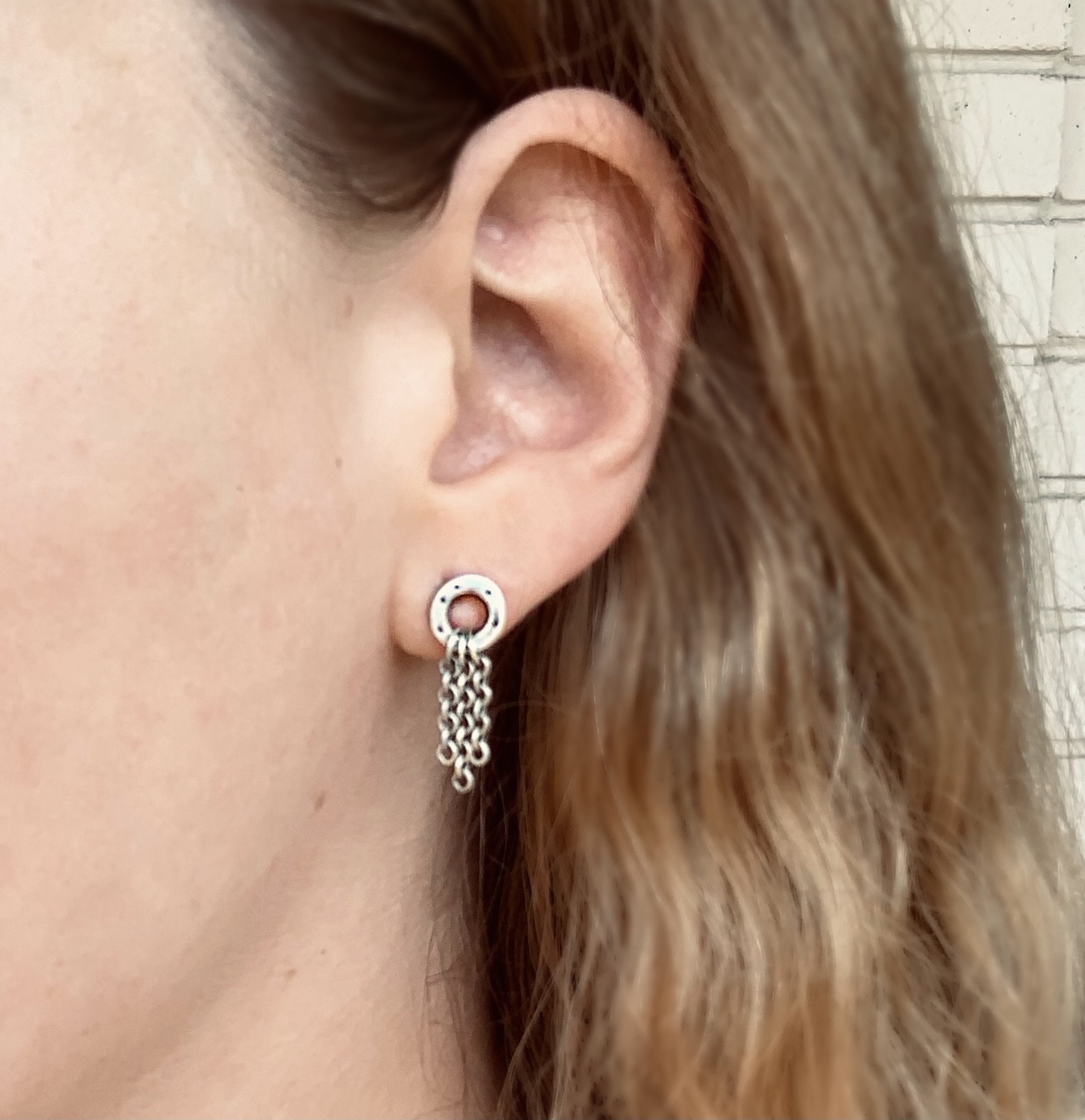 Fifi Earrings in Silver on model