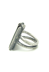 Hammered Lines Shield Ring