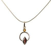 Garnet with Orange Sapphire Accent & Gold Chain