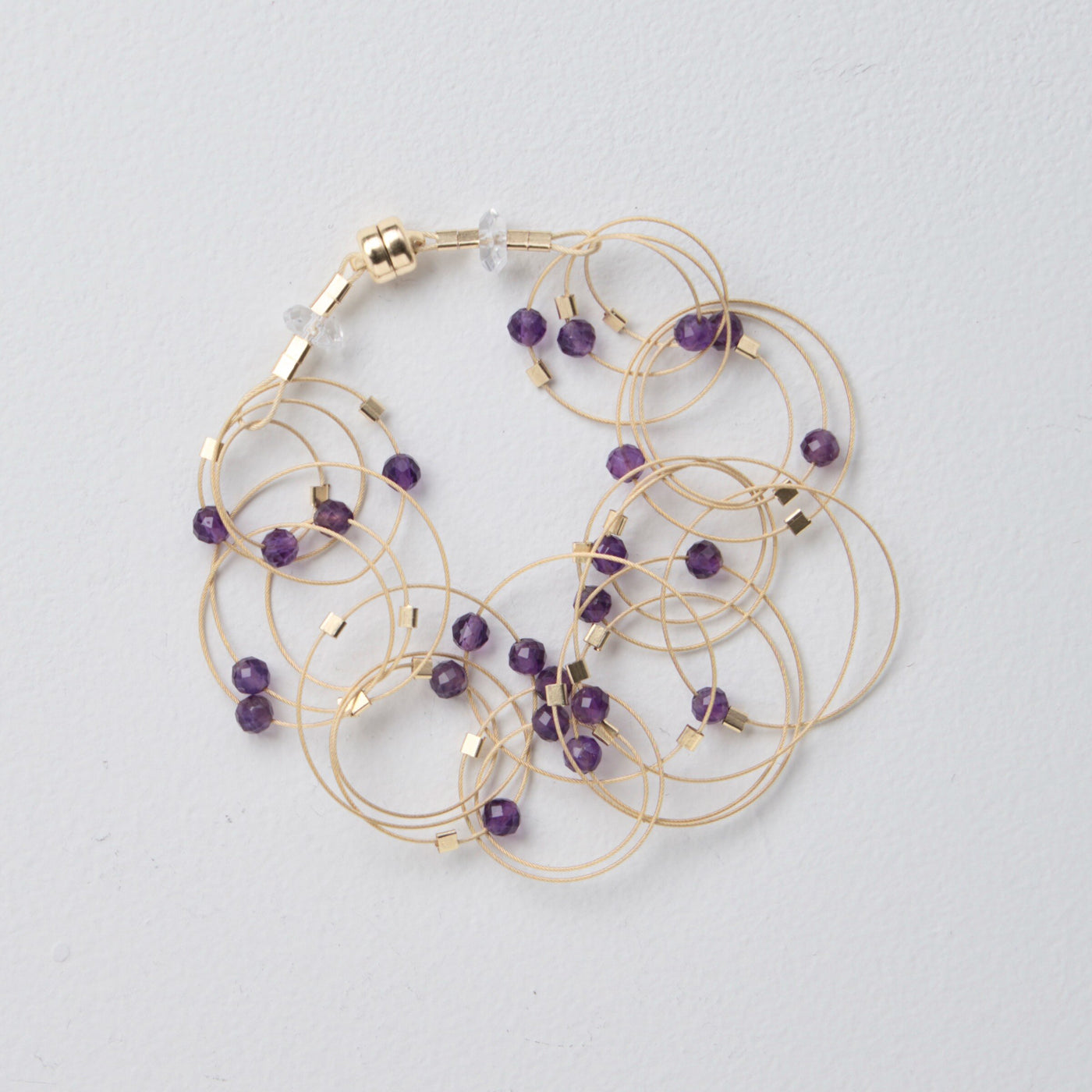 Amethyst on Gold Cable with Gold Hardware