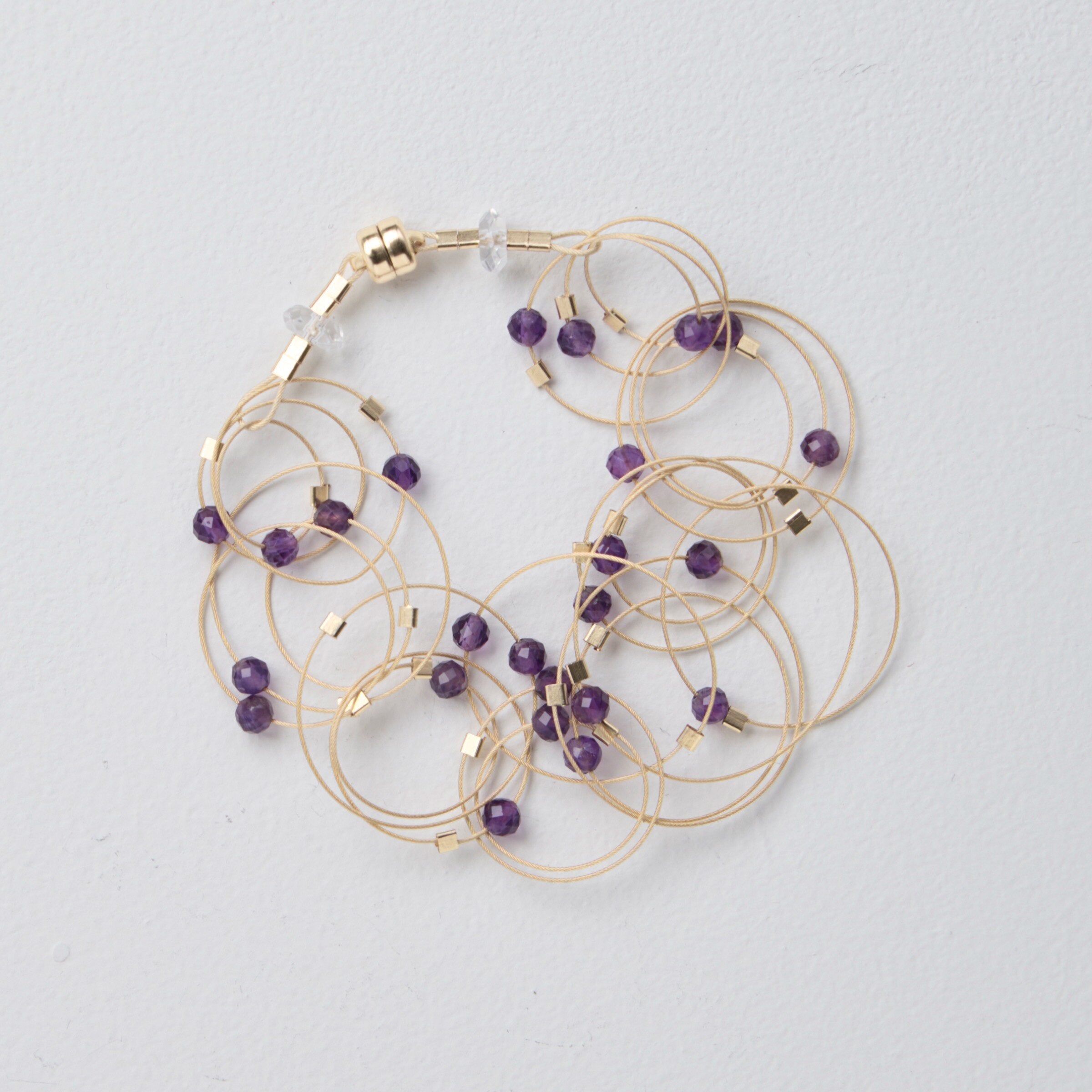 Amethyst on Gold Cable with Gold Hardware