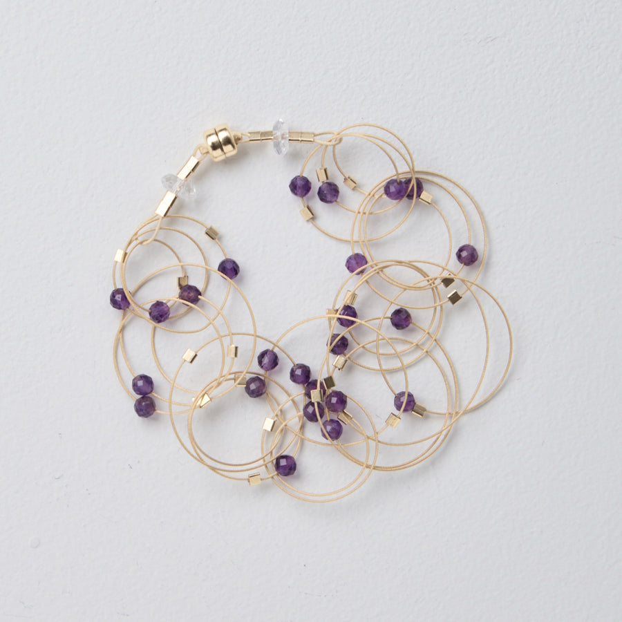 Amethyst on Gold Cable with Gold Hardware
