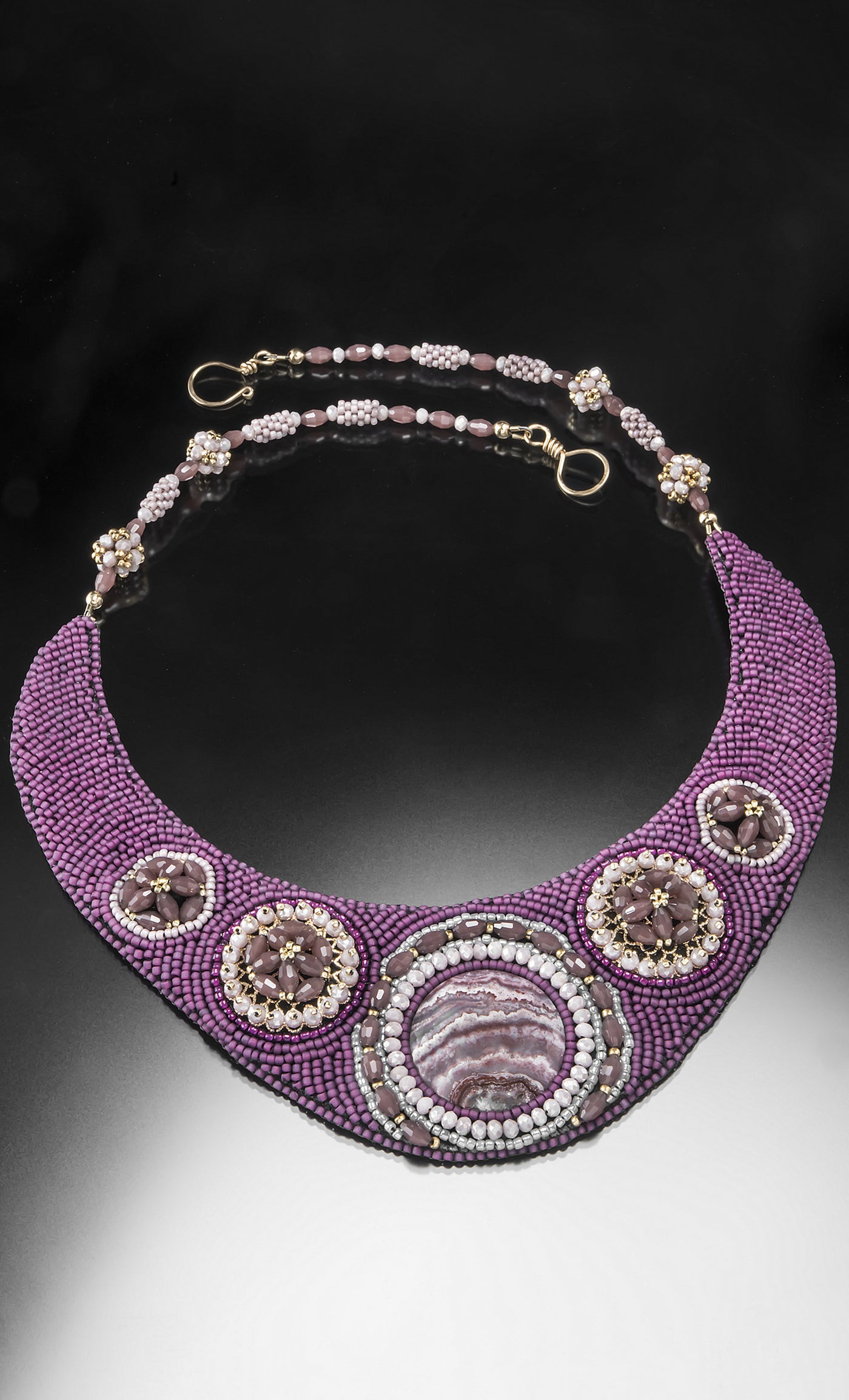 Purple Haze Bead Embroidered Necklace