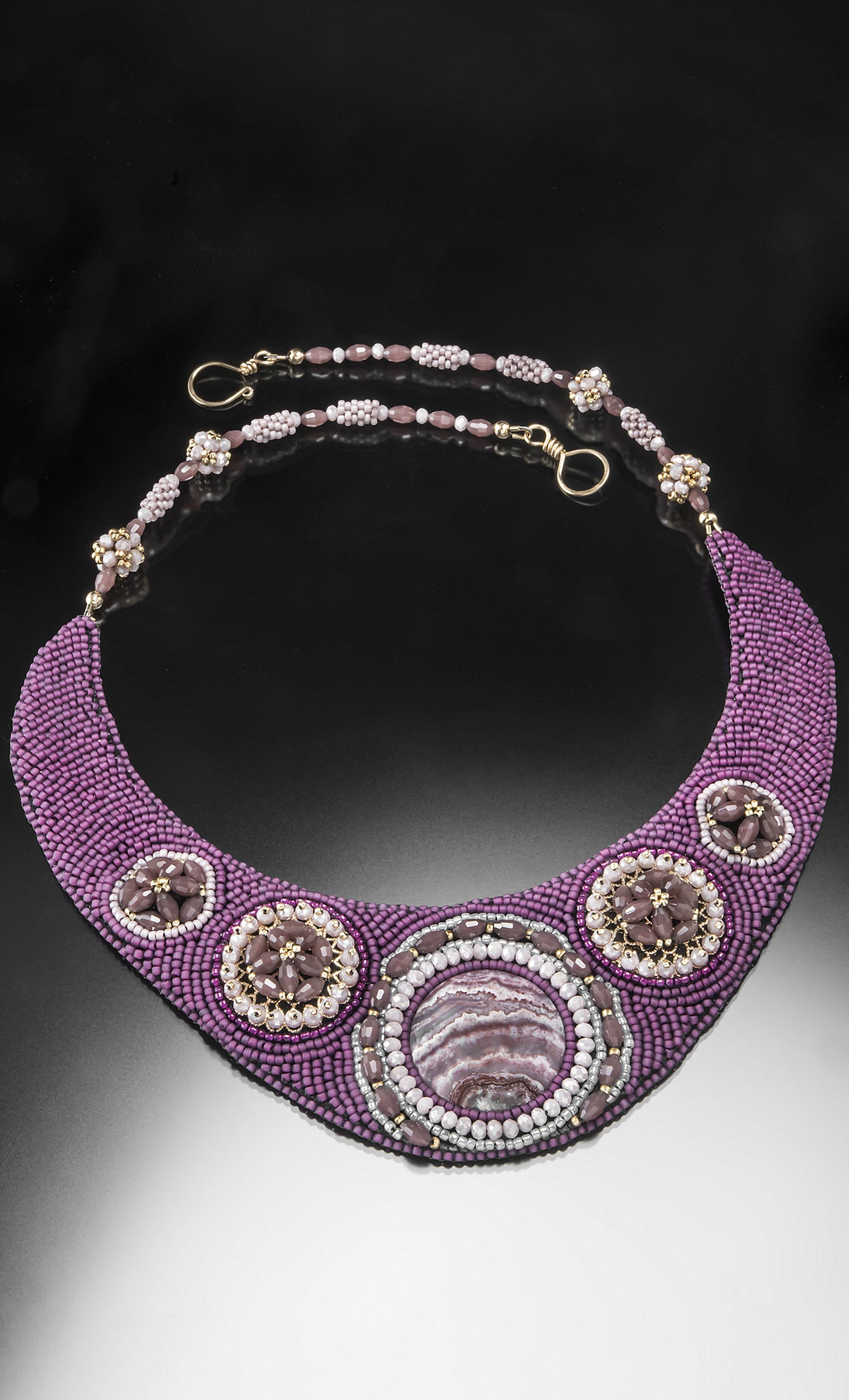 Purple Haze Bead Embroidered Necklace