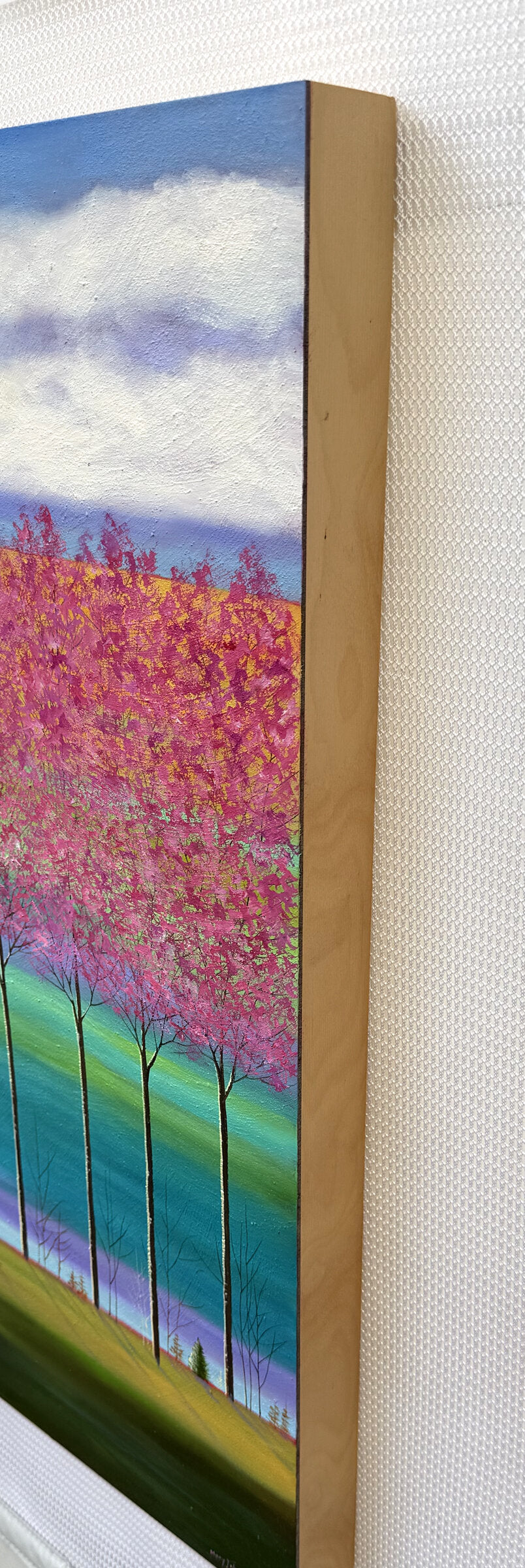 The Pink Trees on Teal-Green