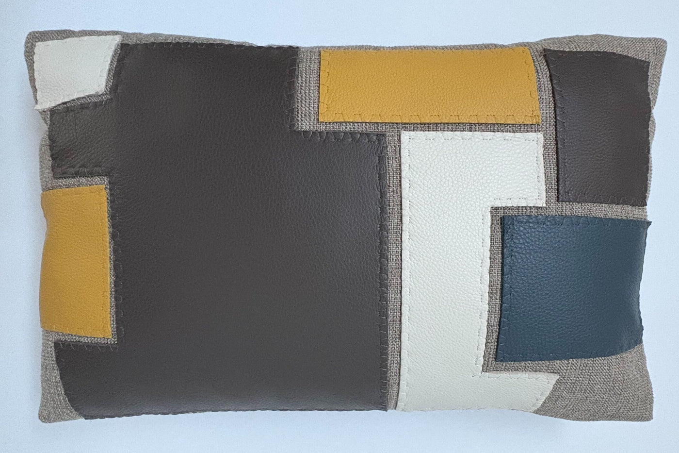 Leather Applique Lumbar Pillow