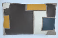 Leather Applique Lumbar Pillow