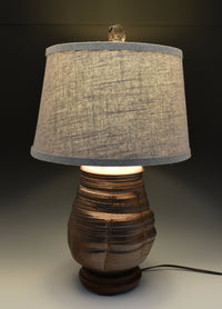 Raku Table Lamp with Linen Shade