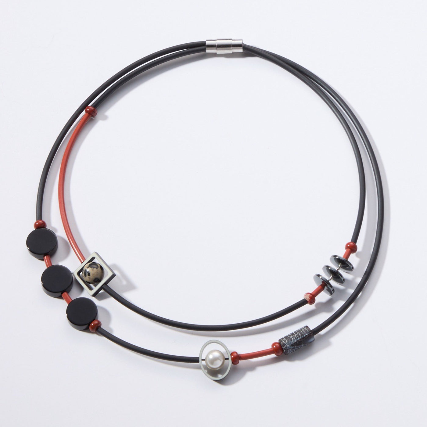 Red Double Wrap Mixed Media Necklace