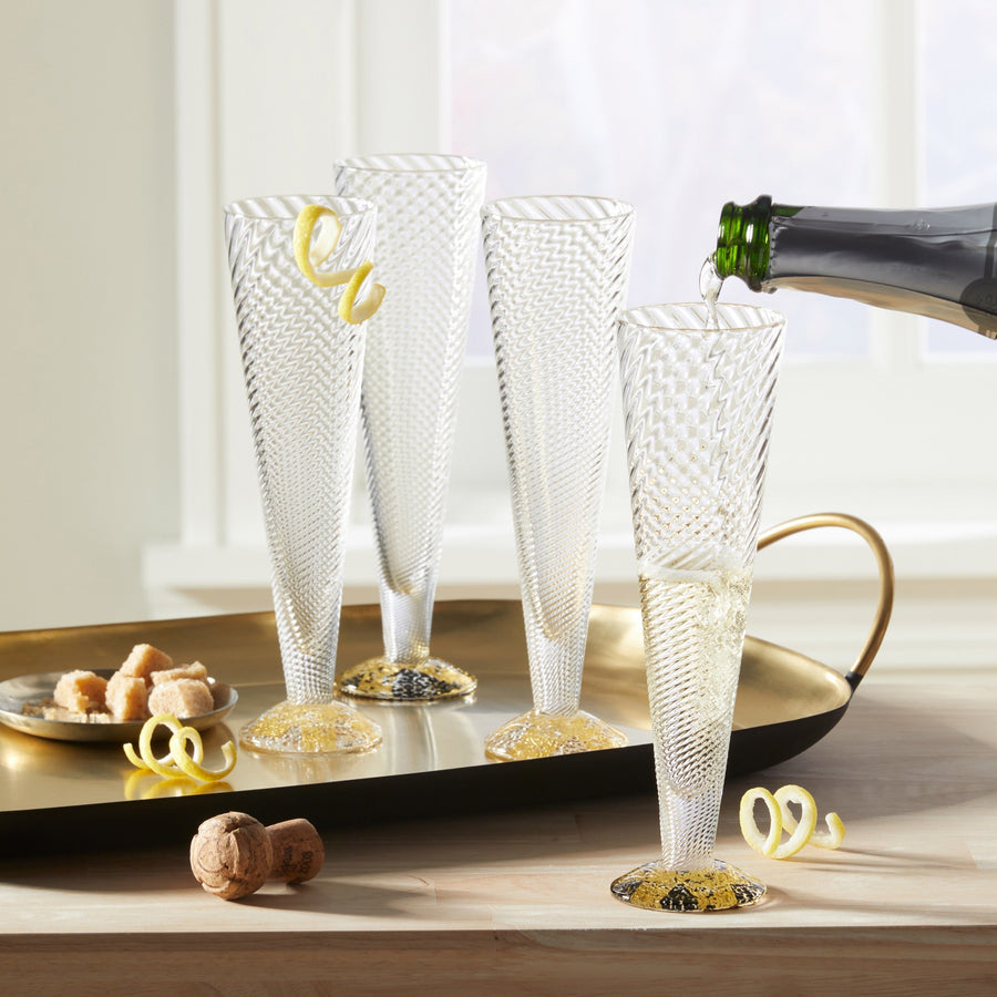 Black & Gold Footed Glasses