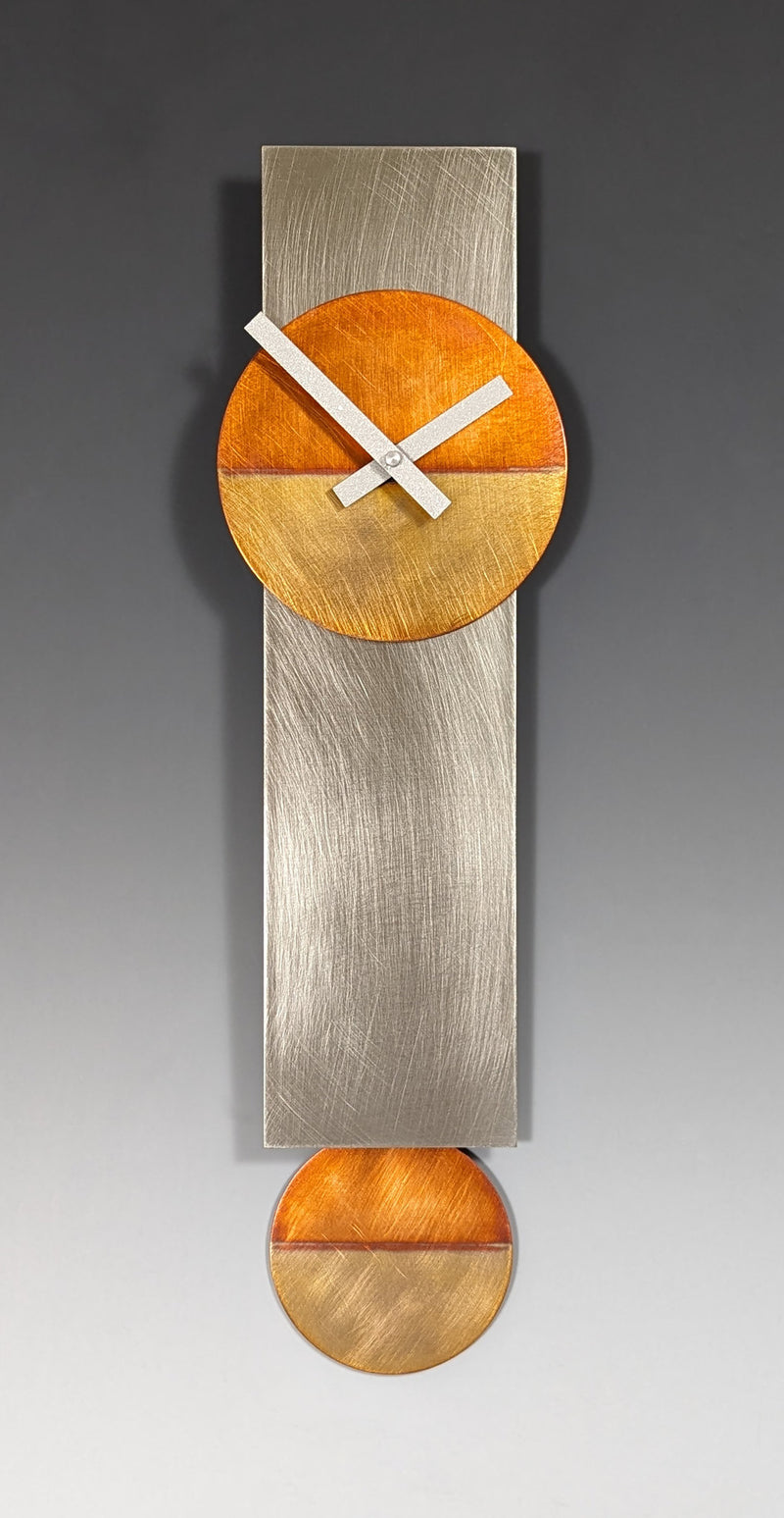 Narrow Steel & Copper Pendulum Clock