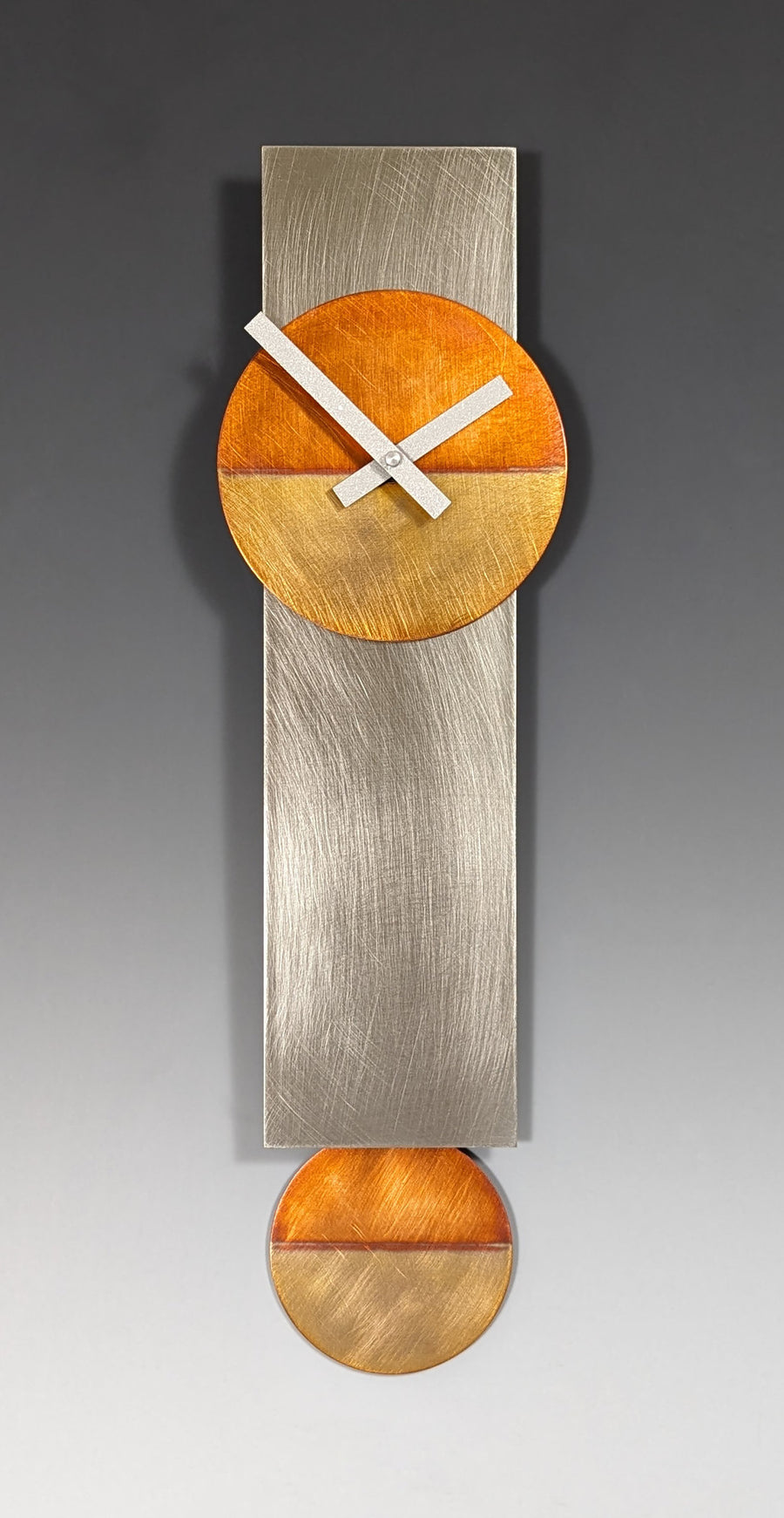 Narrow Steel & Copper Pendulum Clock