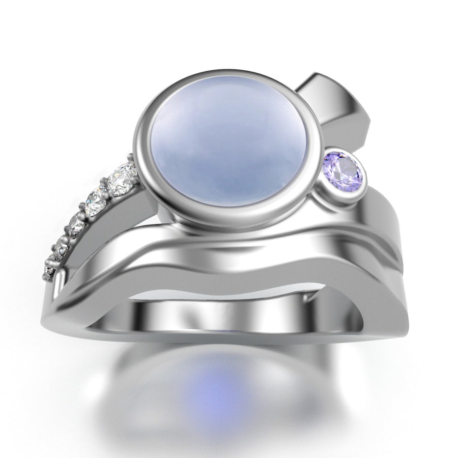 Blue Chalcedony Openwork Ring