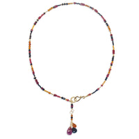 Ruby, Black Spinel, Hessonite Necklace