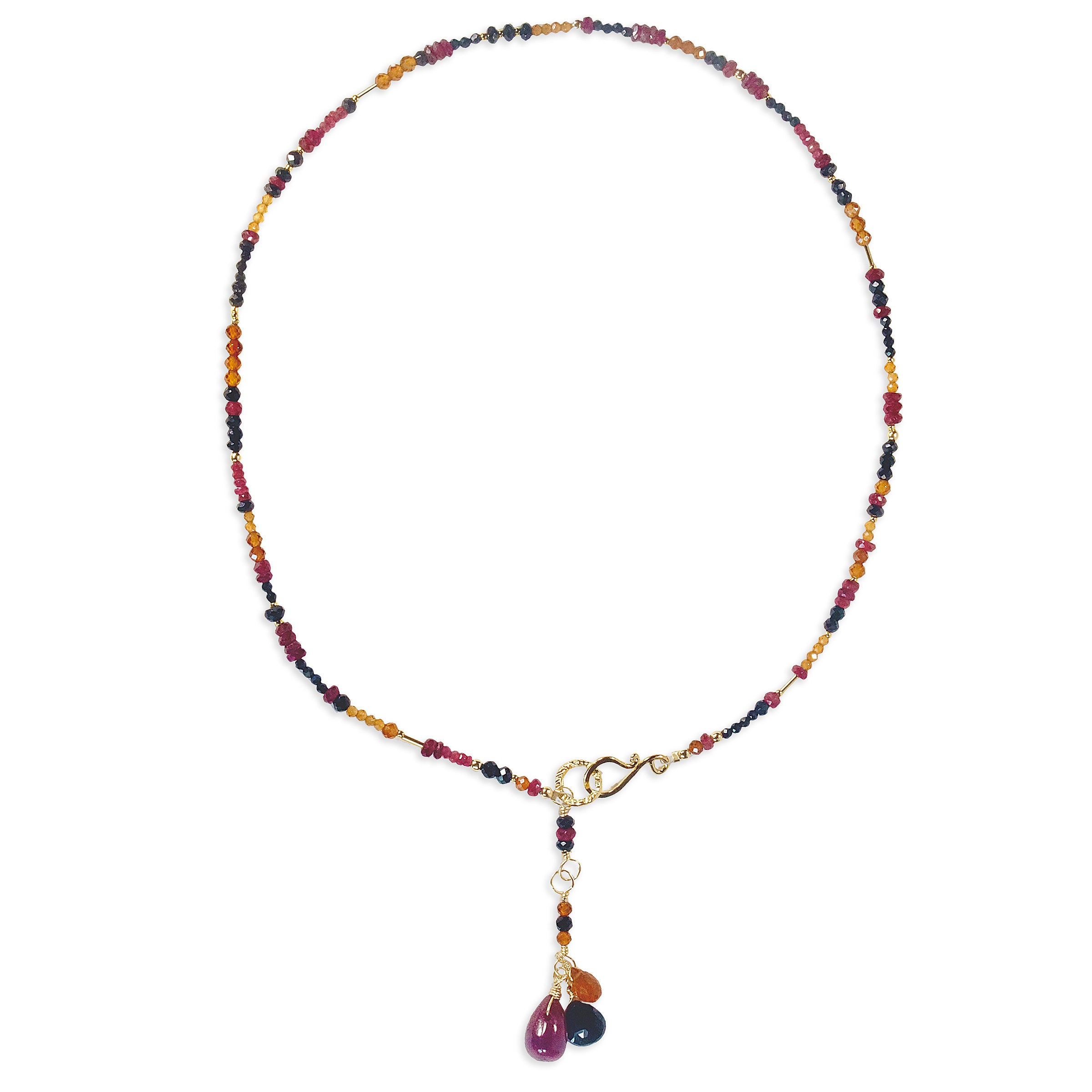 Ruby, Black Spinel, Hessonite Necklace