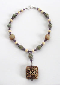 Rhyolite, Jade and Amethyst Necklace