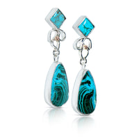 Blue Tides of Malachite Earrings