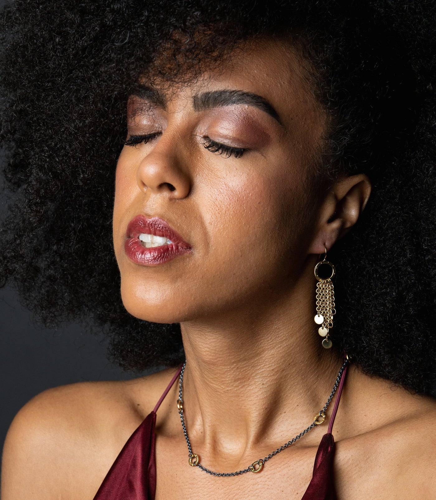 shown with the Black and Gold Barb Chain Necklace by jodi brownstein