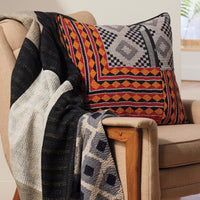 Monotone Ikat Kantha Throw