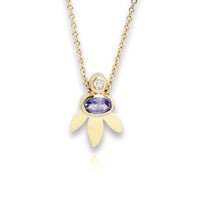 Three Leaf Pendant with Sapphire and Diamond