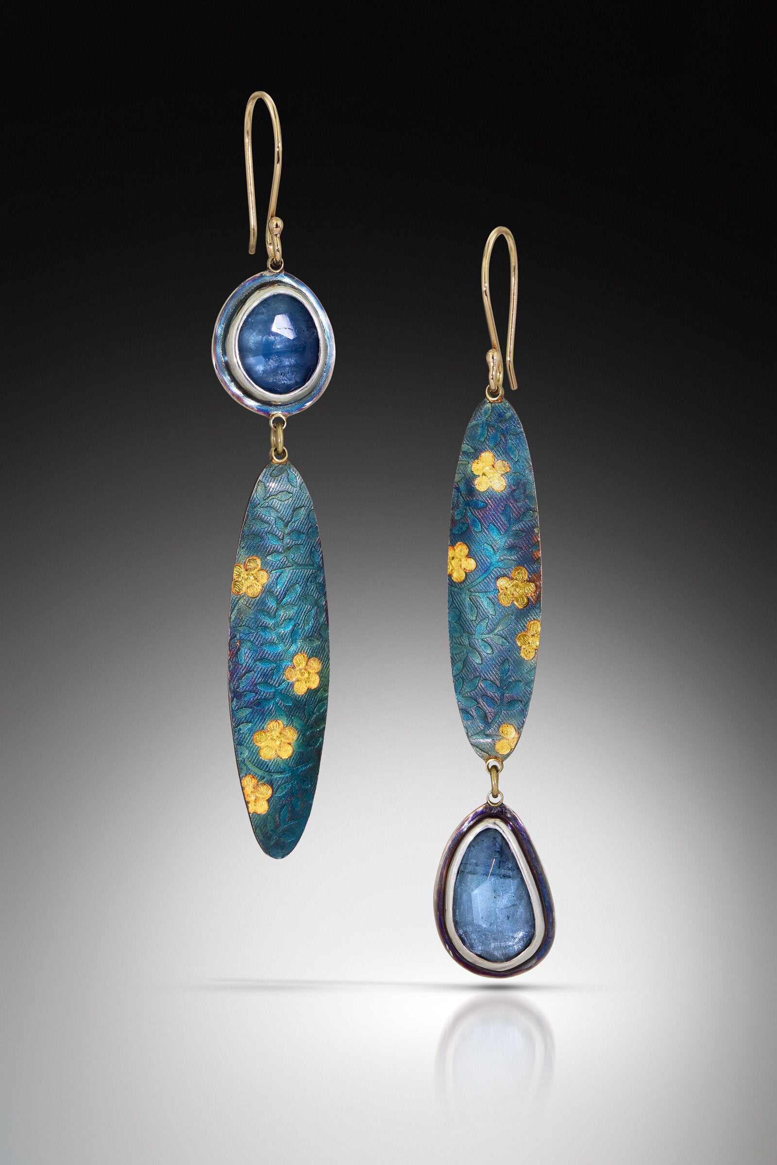 Rose Cut Aquamarine Dangles Earrings