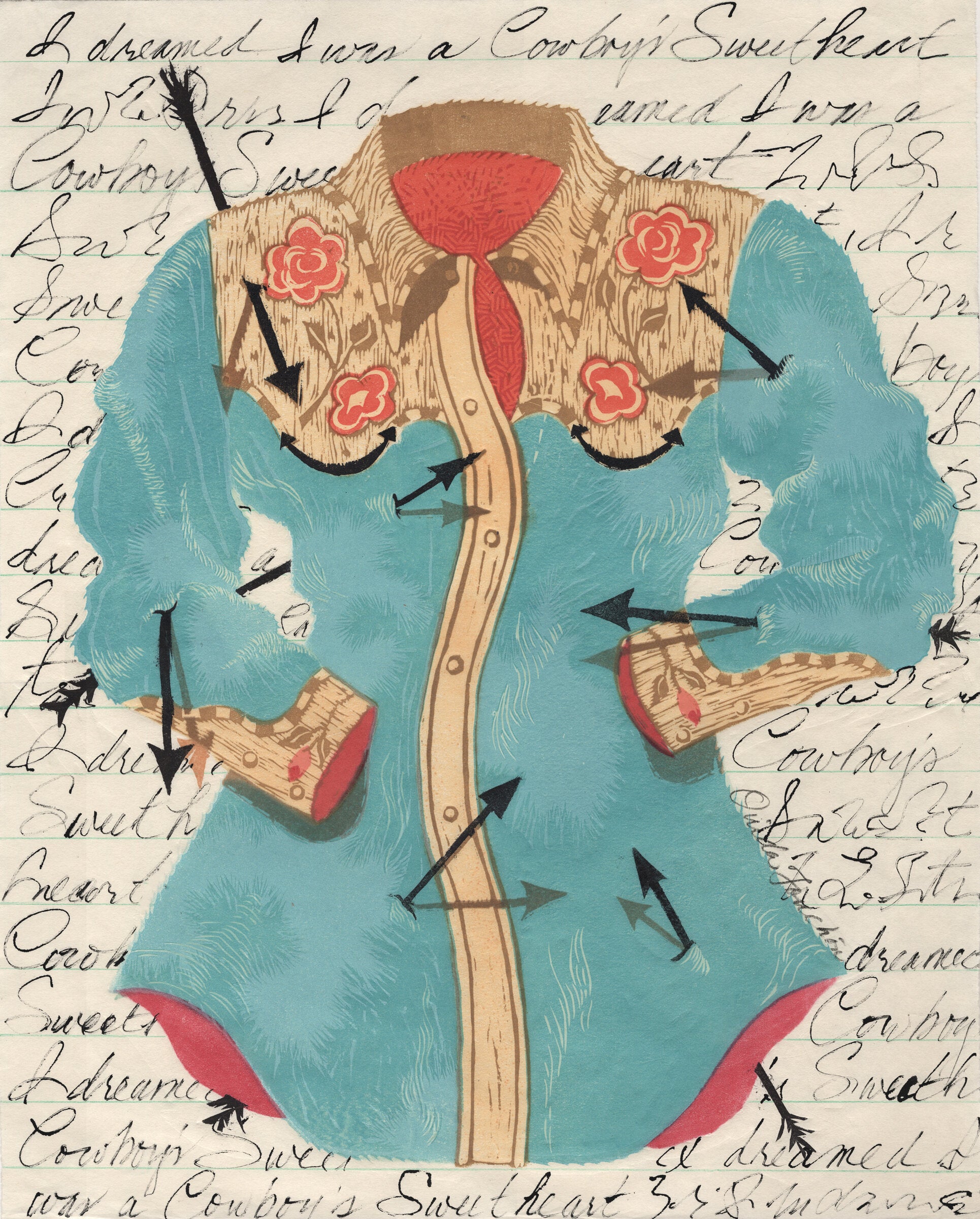 Cowboy's Sweetheart with Arrows and Roses