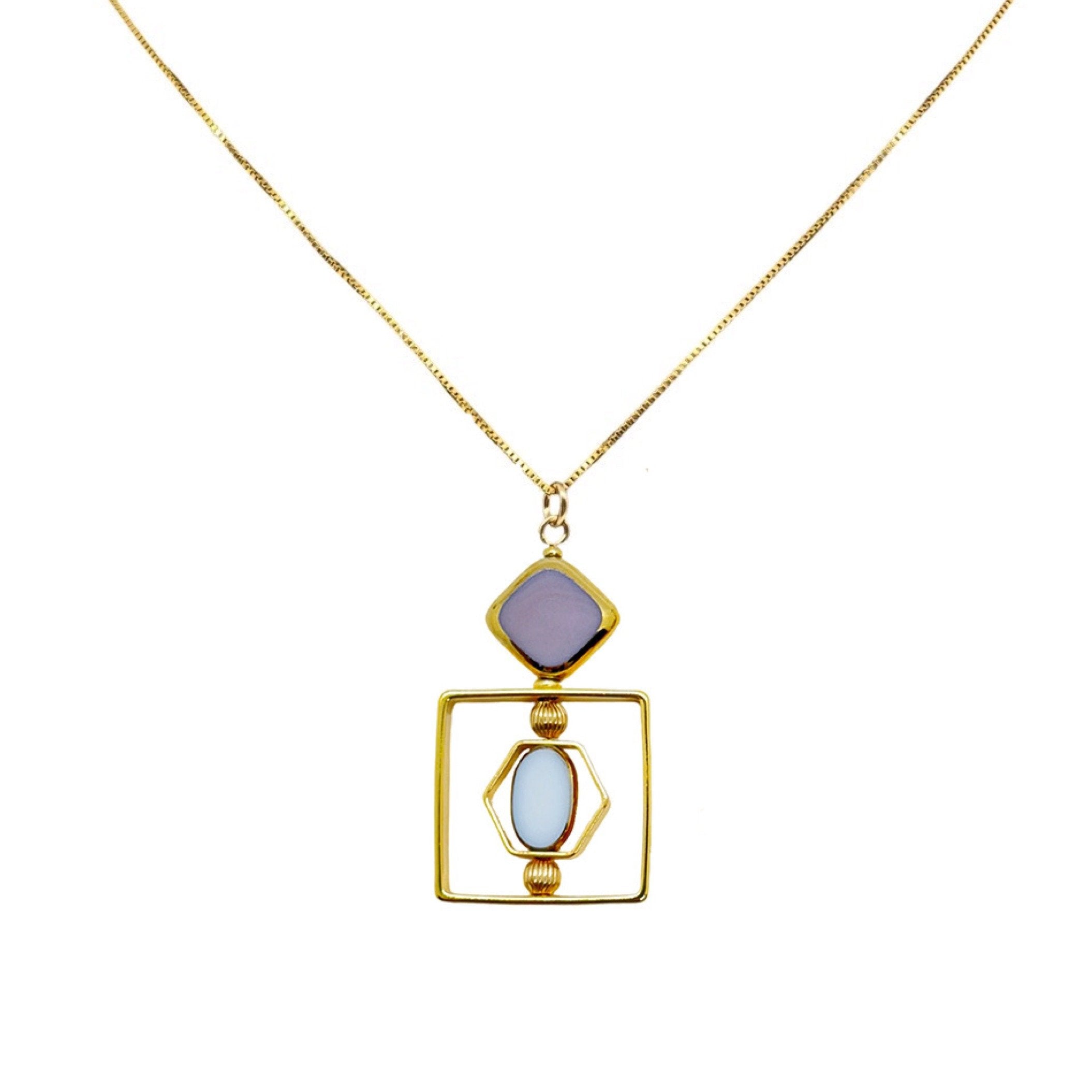 Lavender & White Art Deco Pendant