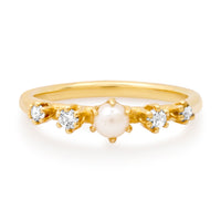 Adeline Pearl and Diamond Ring
