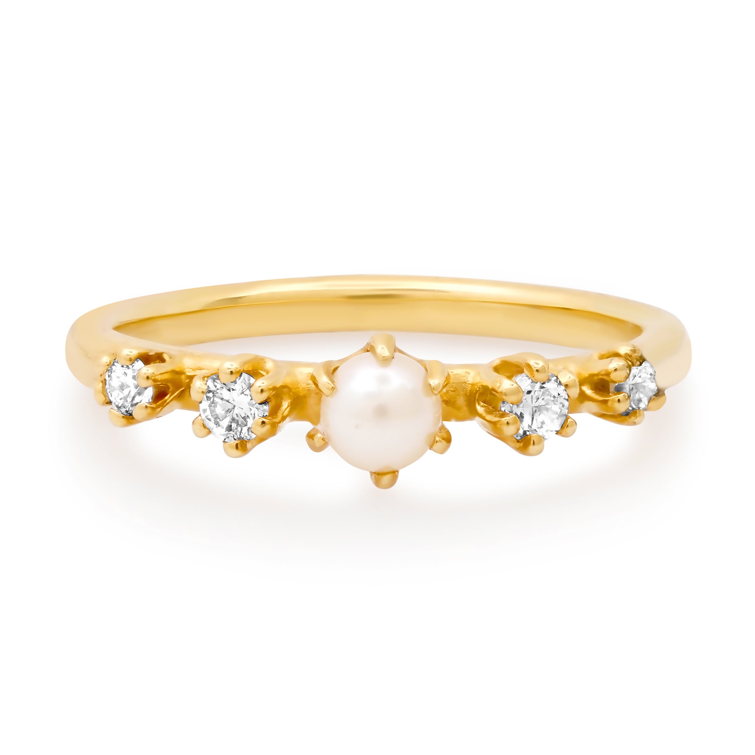 Adeline Pearl and Diamond Ring