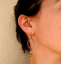 Bronze Hand & Silver Dots Earrings