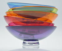 top to bottom: Light Cobalt, Lime Green, Orange, Ruby Red, Purple