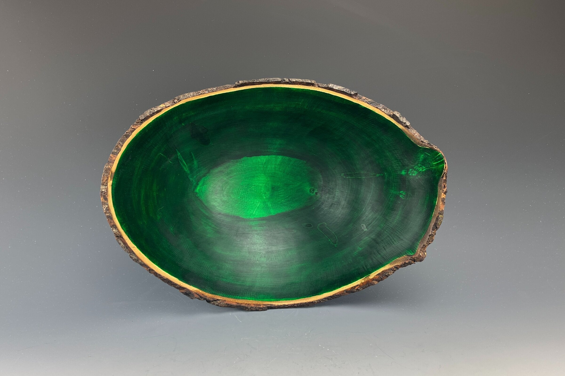 Natural Edge Dyed Maple Bowl in Green