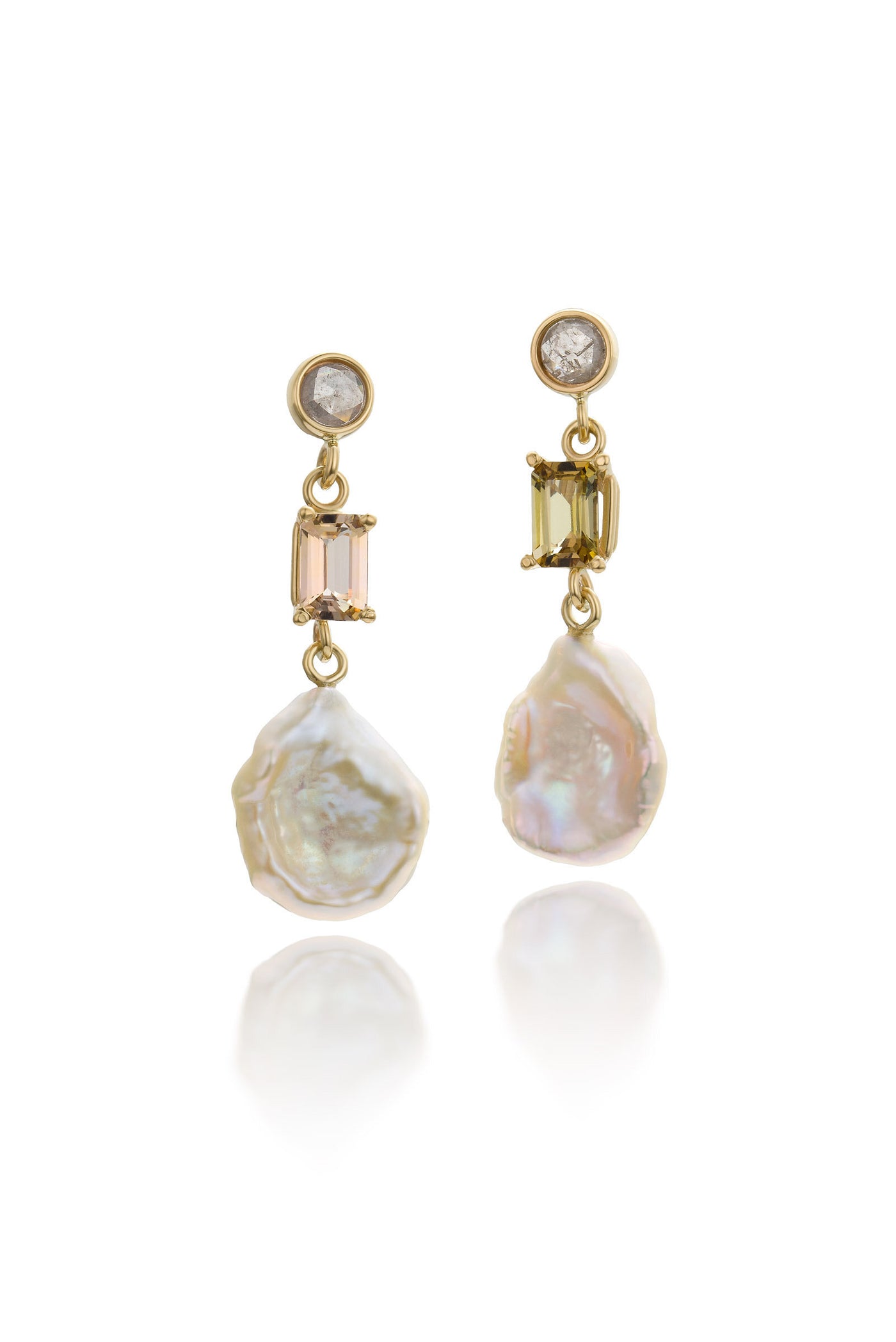 Diamond, Tanzanite & Pearl Earrings