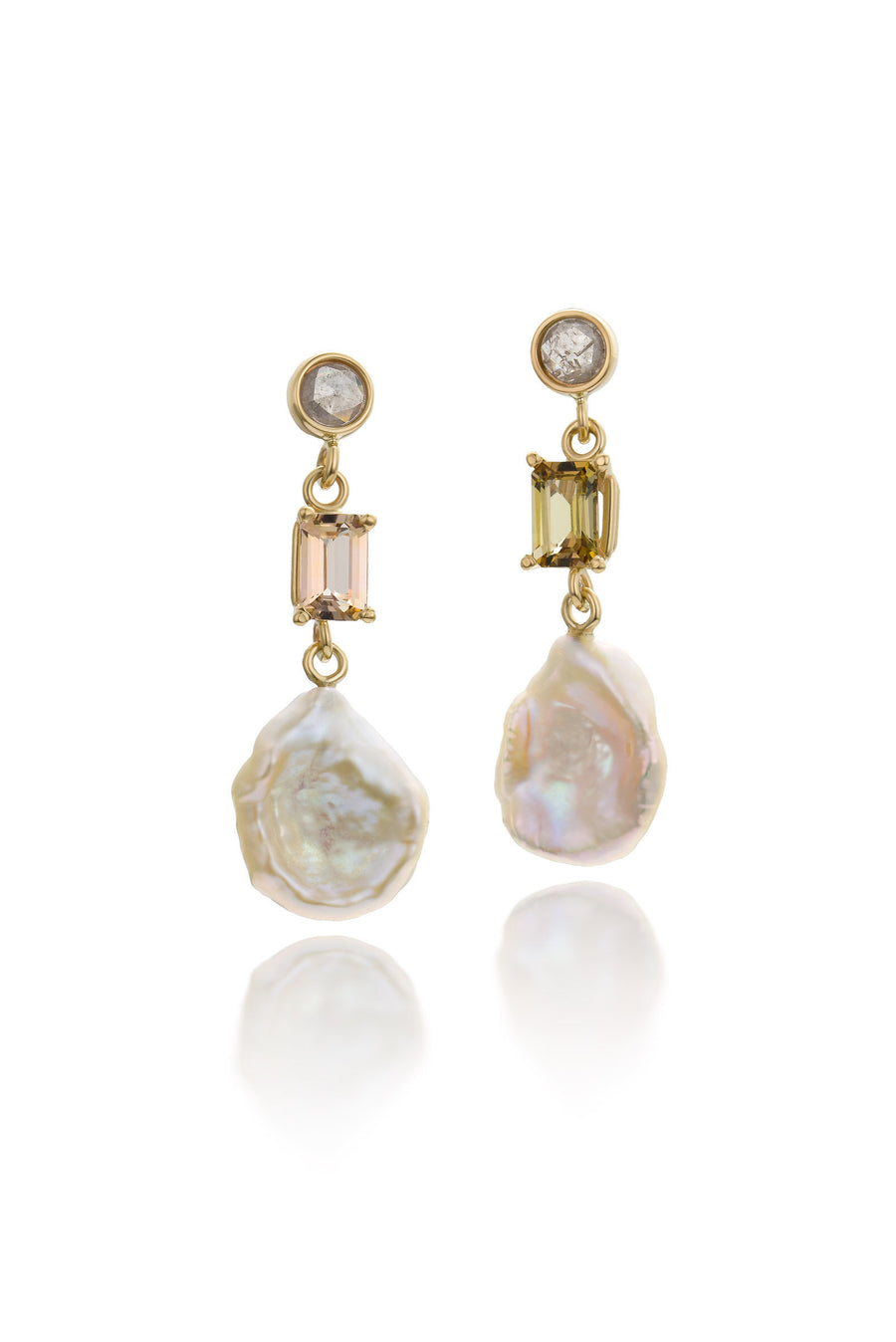 Diamond, Tanzanite & Pearl Earrings