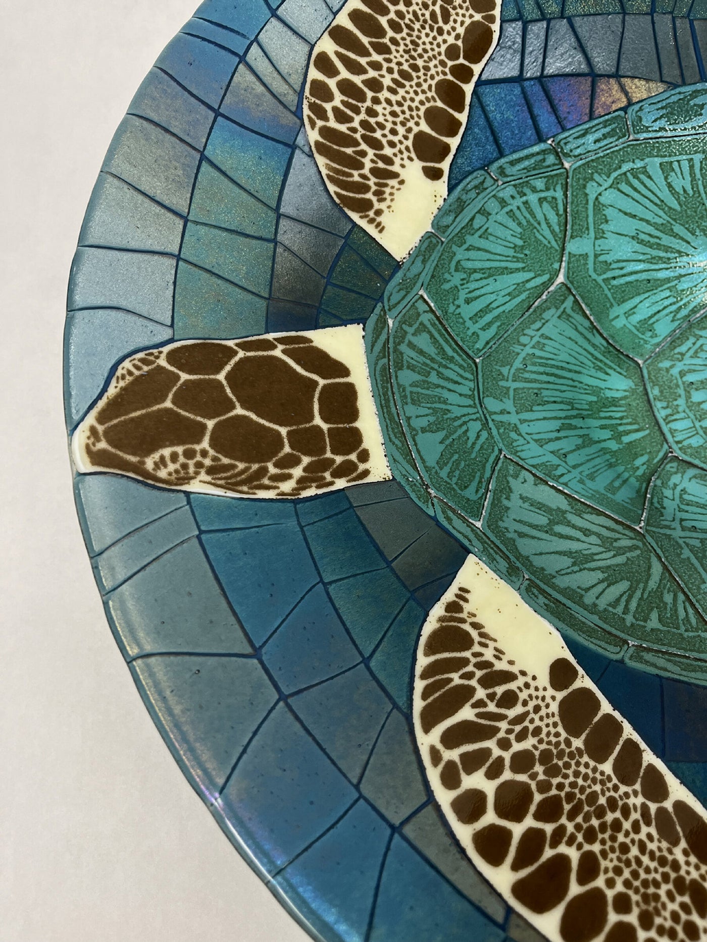 Green Sea Turtle Bowl in Iridized Glass