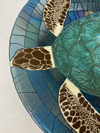 Green Sea Turtle Bowl in Iridized Glass