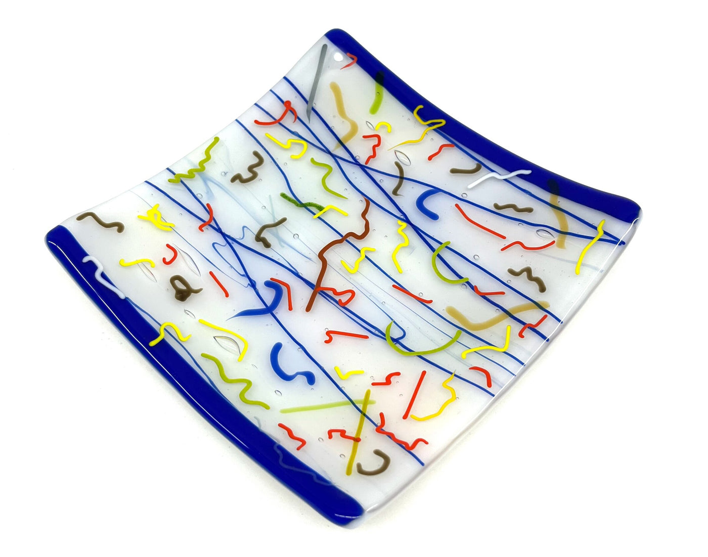 Blue Edged Confetti Plate