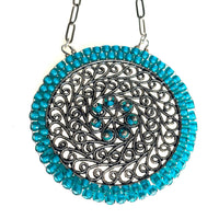 Vibrant Aqua & Pewter Necklace