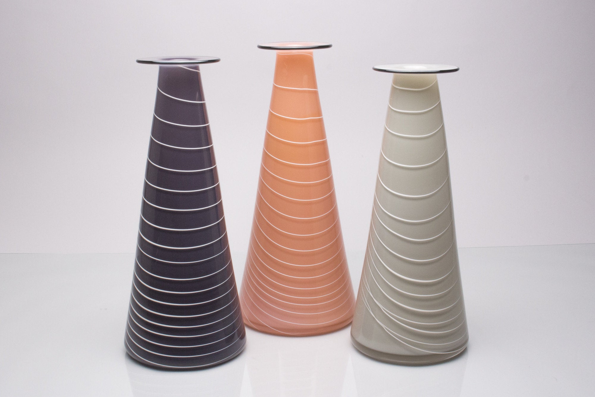 from left: plum, flamingo, light gray