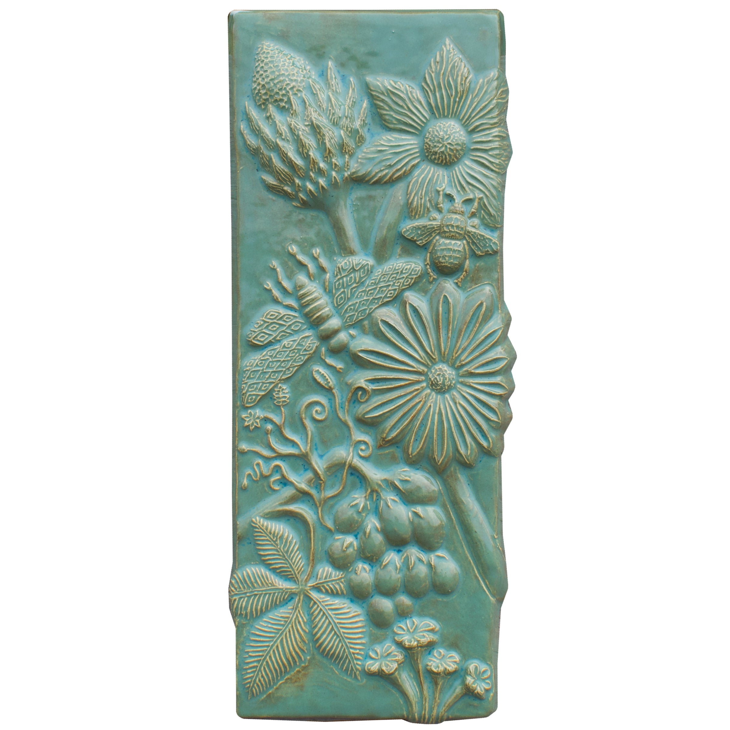 Botanical Tile in Antique Teal Gloss Glaze