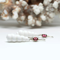 White Agate Swirl &  Pink Tourmaline Earrings
