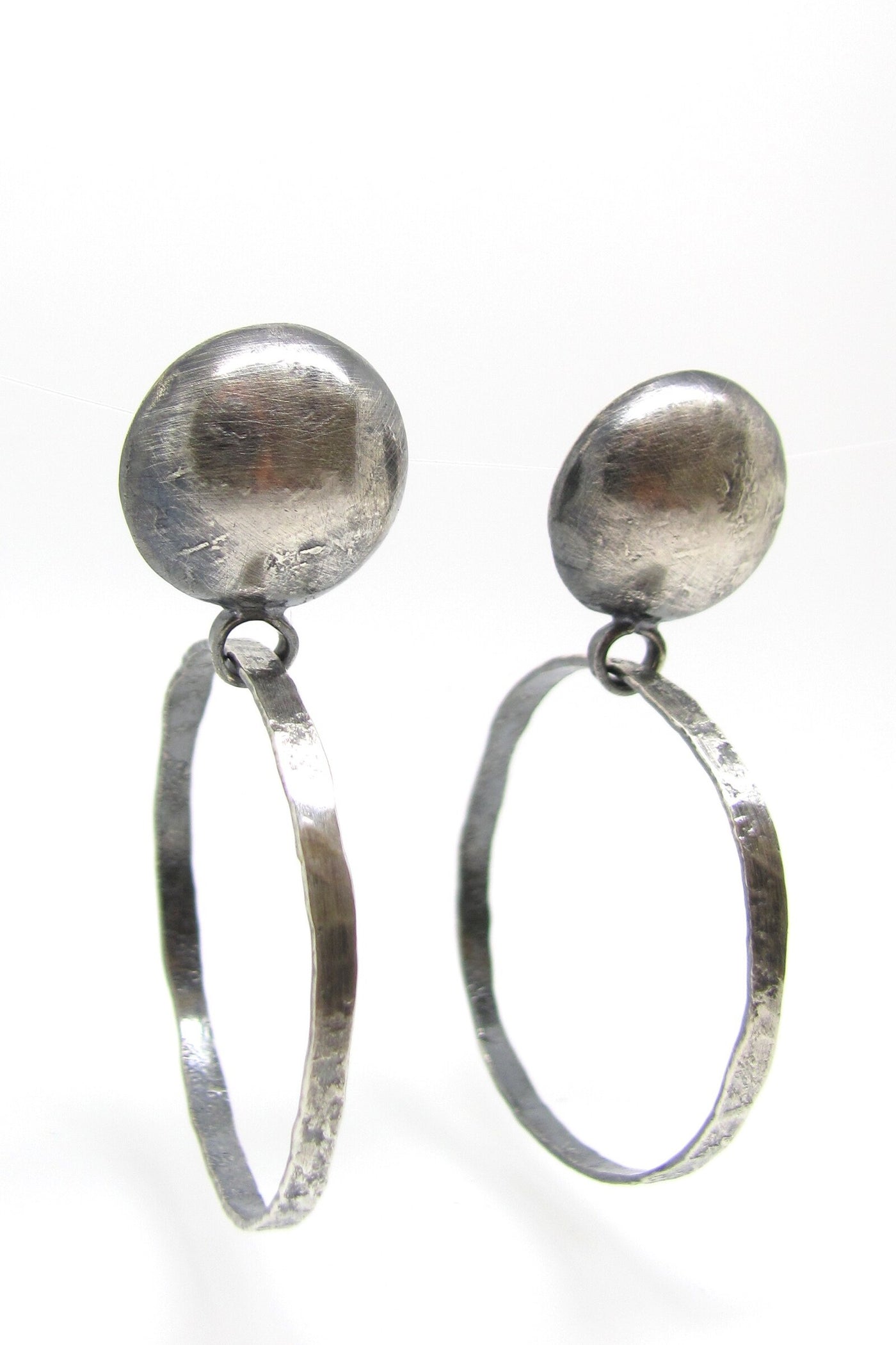 Button Stud Hoop Earrings
